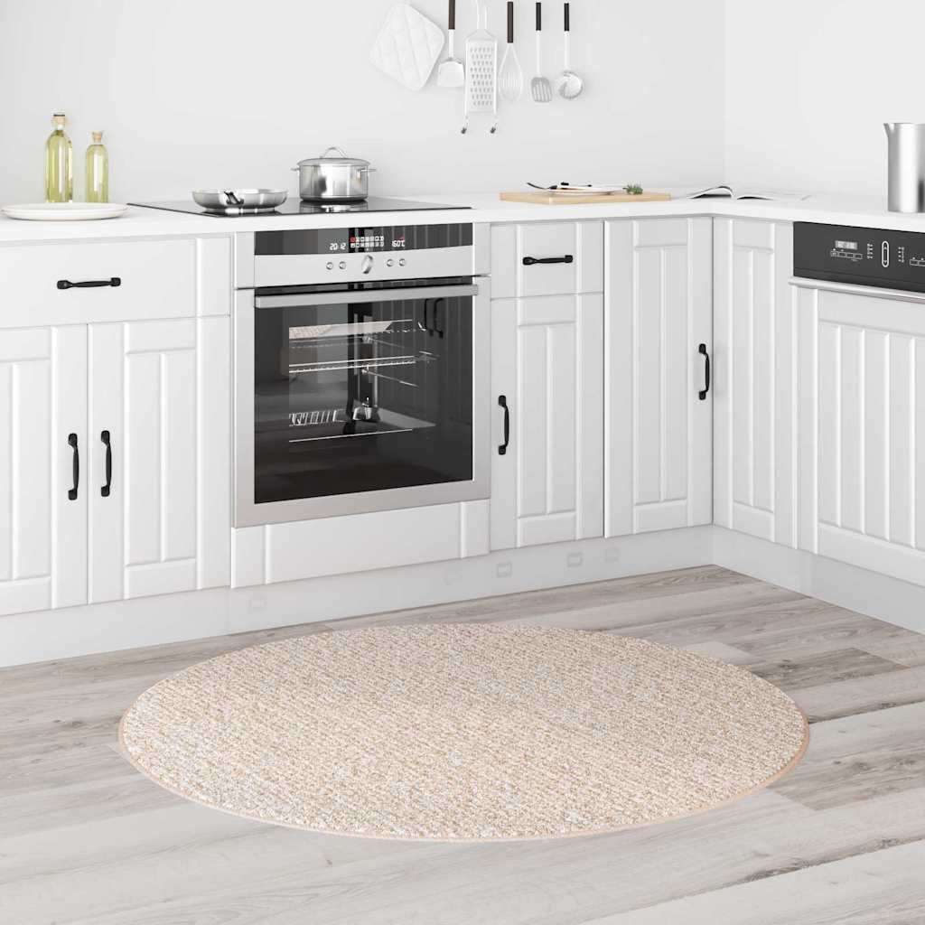 Anti-slip Shaggy Rug Cream 120 x 120 cm PP