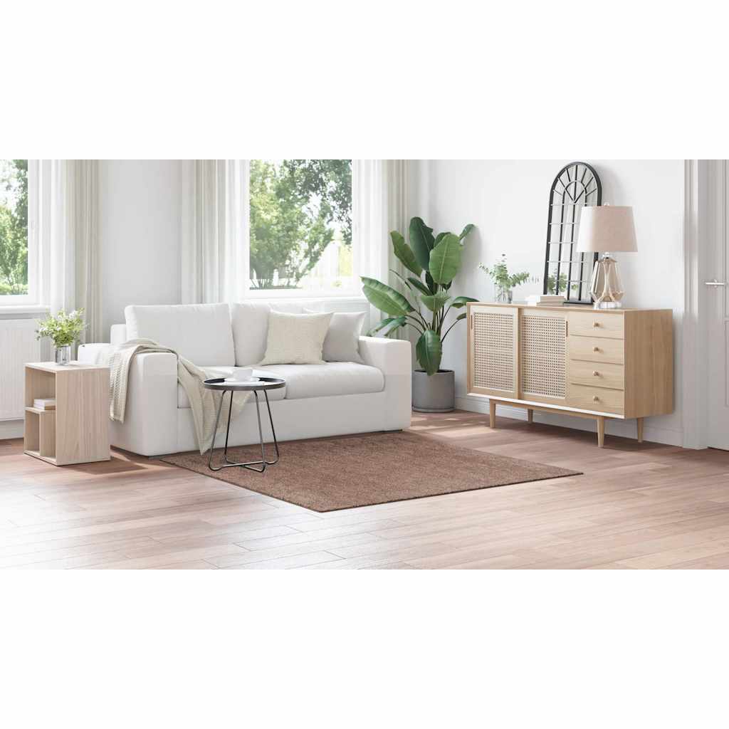 Anti-slip Shaggy Rug Brown 160 x 160 cm PP