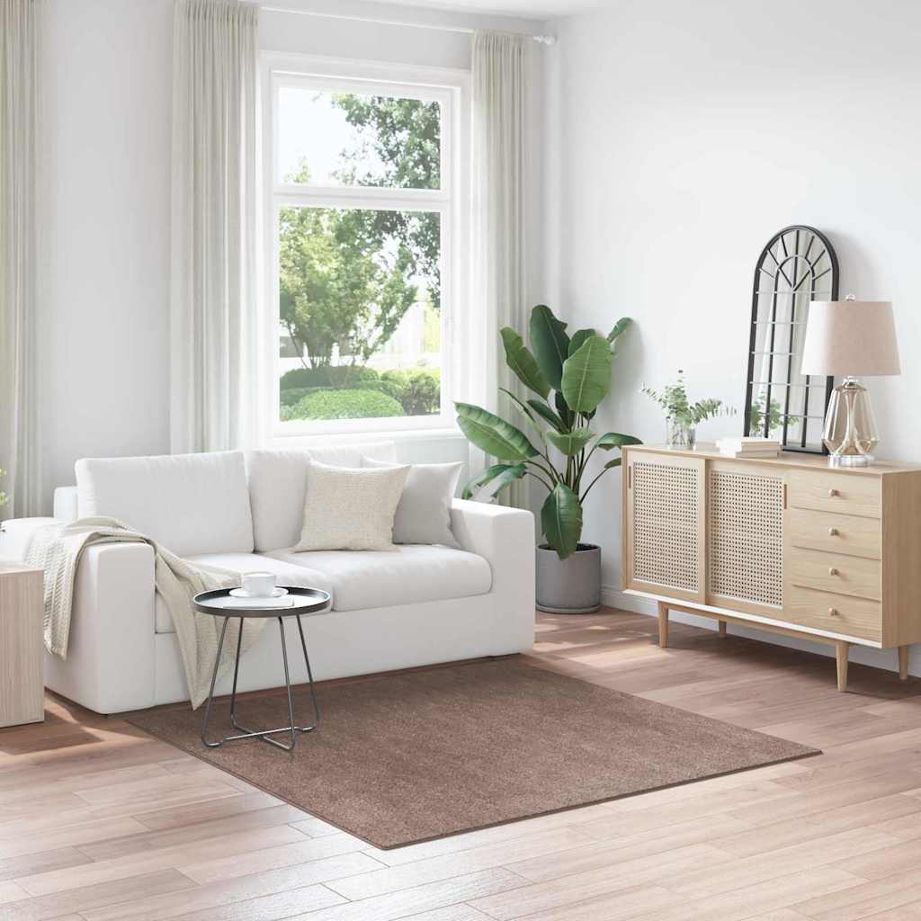 Anti-slip Shaggy Rug Brown 160 x 160 cm PP