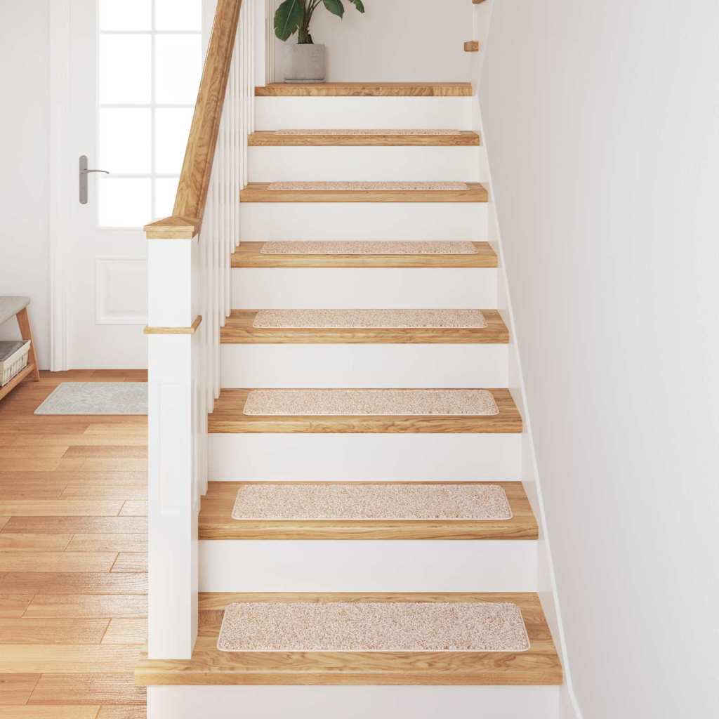 Anti-slip Stair Mats 15 pcs Cream 75 x 20 cm PP