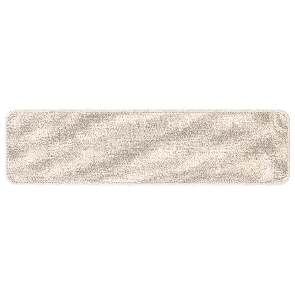 Anti-slip Stair Mats 15 pcs Cream 75 x 20 cm PP