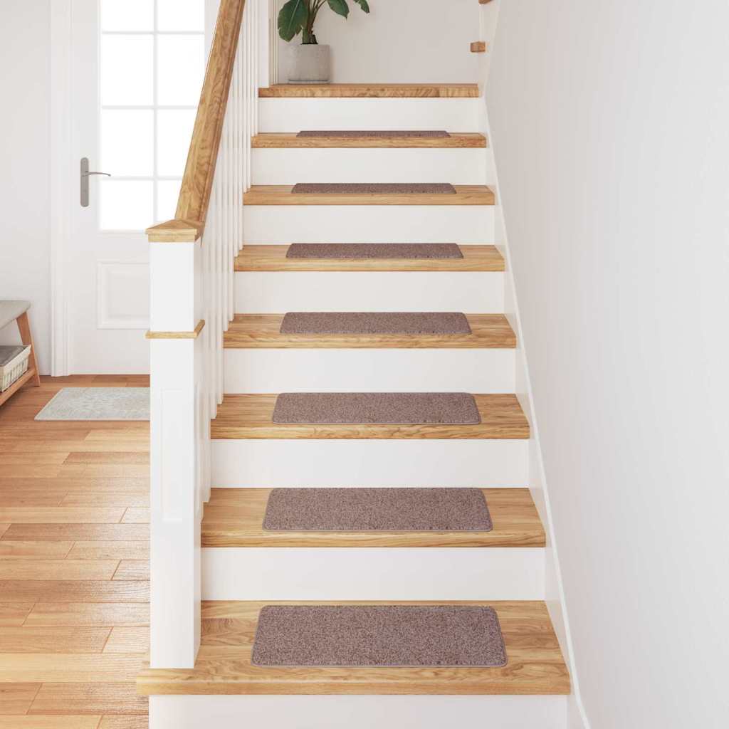 Anti-slip Stair Mats 15 pcs Light brown 60 x 25 cm PP
