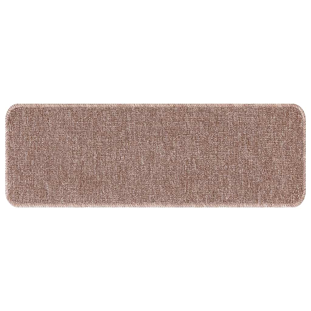 Anti-slip Stair Mats 15 pcs Light brown 60 x 25 cm PP