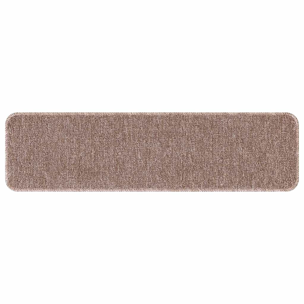Anti-slip Stair Mats 15 pcs Light brown 75 x 20 cm PP