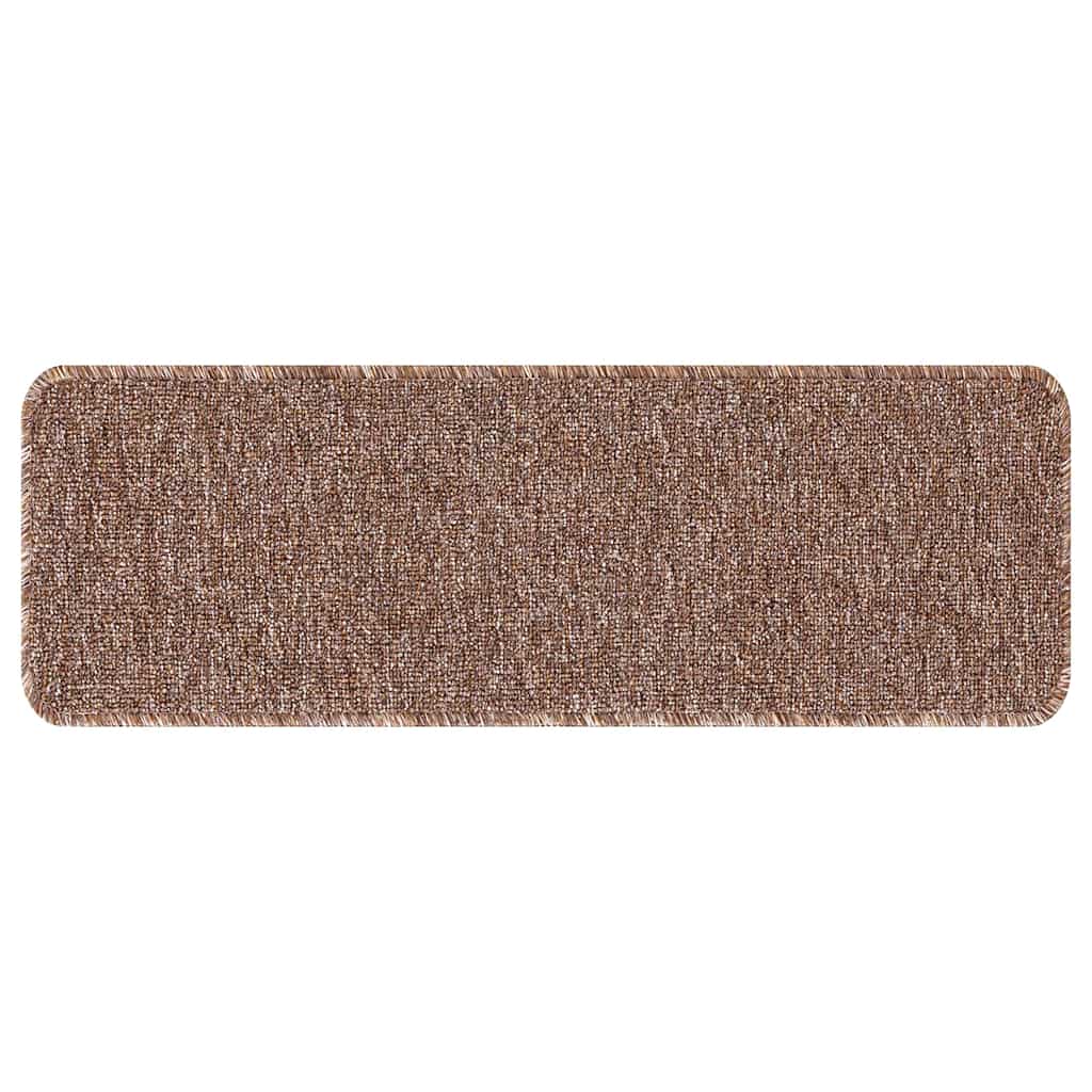 Anti-slip Stair Mats 15 pcs Brown 60 x 25 cm PP