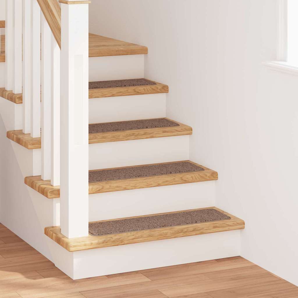 Anti-slip Stair Mats 15 pcs Brown 75 x 20 cm PP