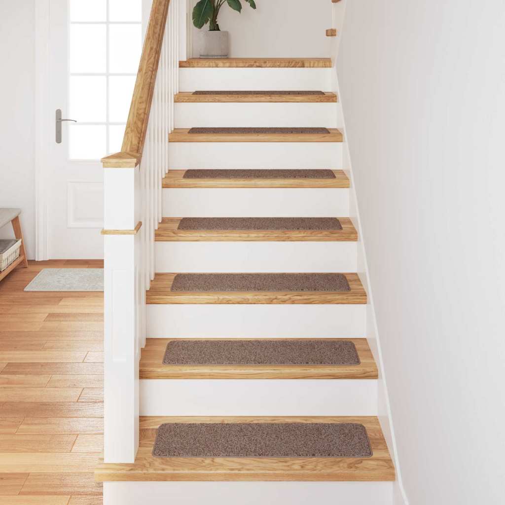 Anti-slip Stair Mats 15 pcs Brown 75 x 20 cm PP