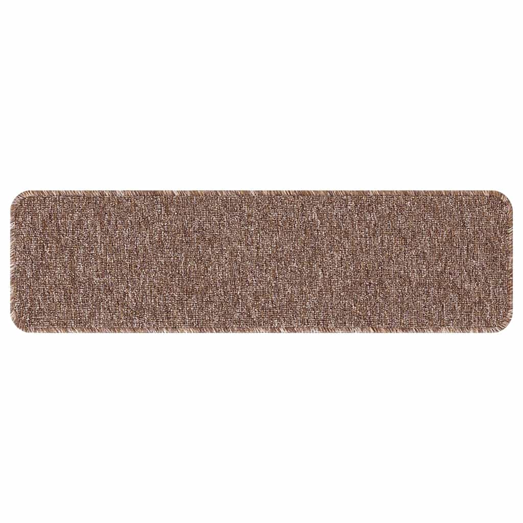 Anti-slip Stair Mats 15 pcs Brown 75 x 20 cm PP