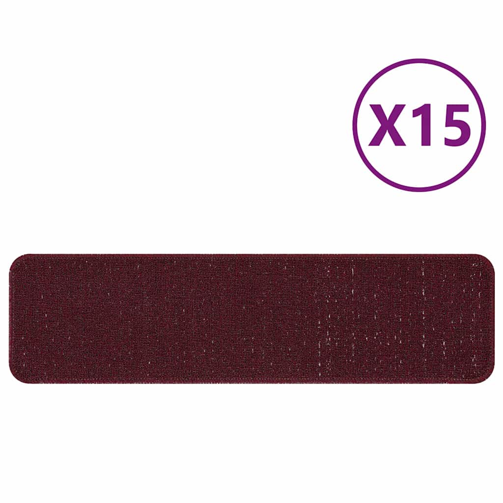 Anti-slip Stair Mats 15 pcs Bordeaux 75 x 20 cm PP