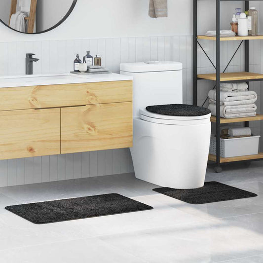 Anti-slip Bath Mat Set 3 pcs Dark grey 50 x 50 cm PP