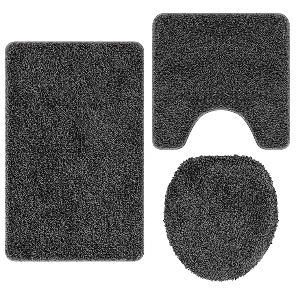 Anti-slip Bath Mat Set 3 pcs Dark grey 50 x 50 cm PP