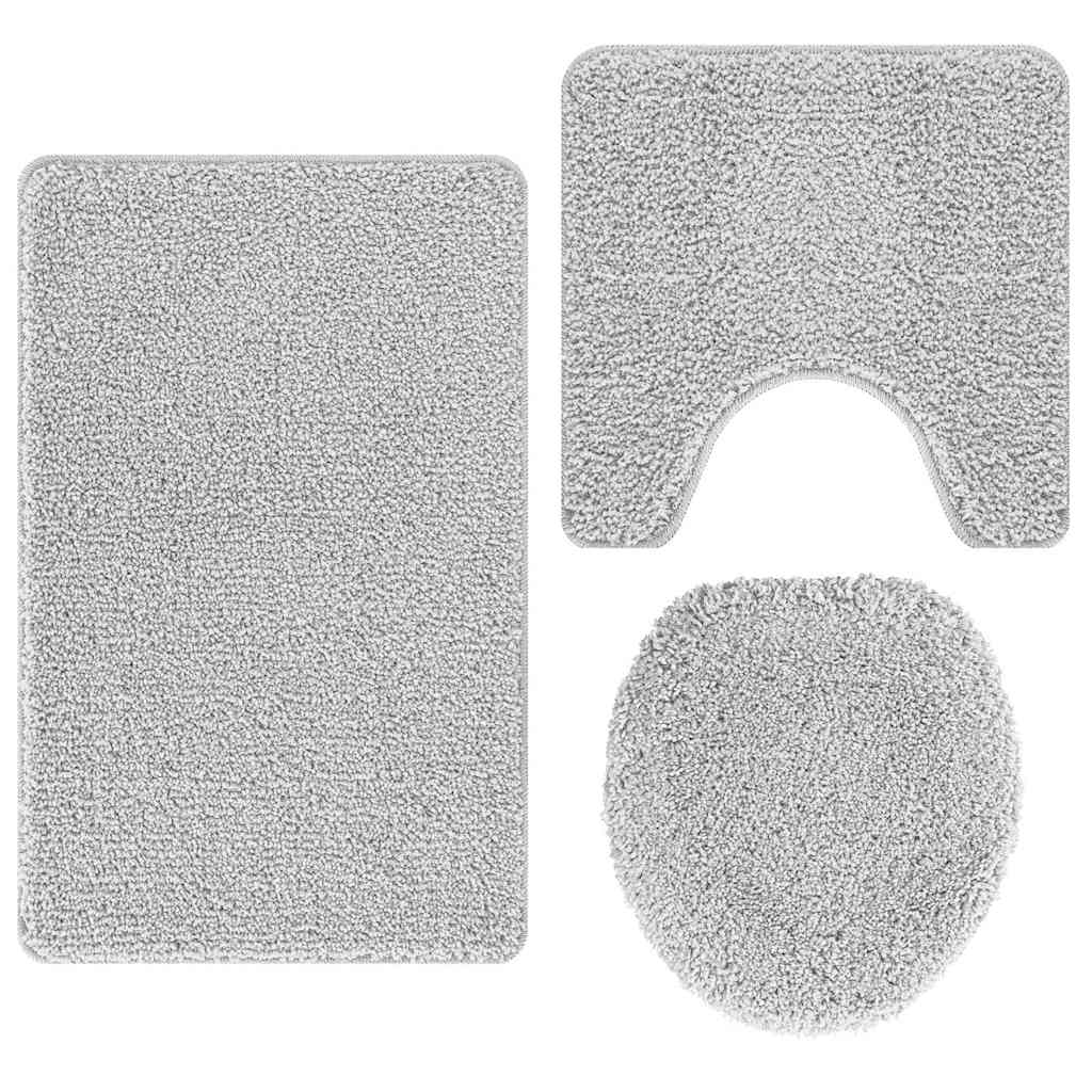 Anti-slip Bath Mat Set 3 pcs Grey 50 x 50 cm PP