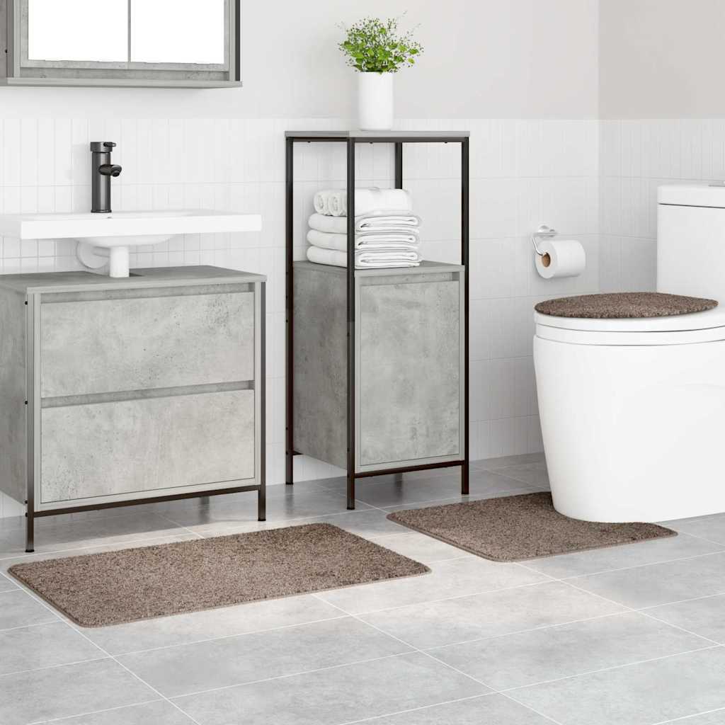 Anti-slip Bath Mat Set 3 pcs Brown 50 x 50 cm PP