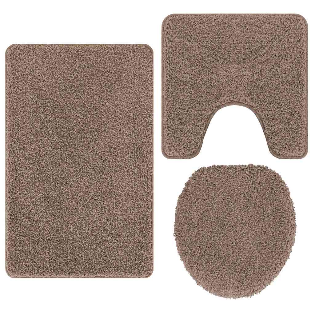 Anti-slip Bath Mat Set 3 pcs Brown 50 x 50 cm PP
