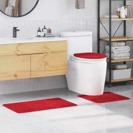 Anti-slip Bath Mat Set 3 pcs Red 50 x 50 cm PP