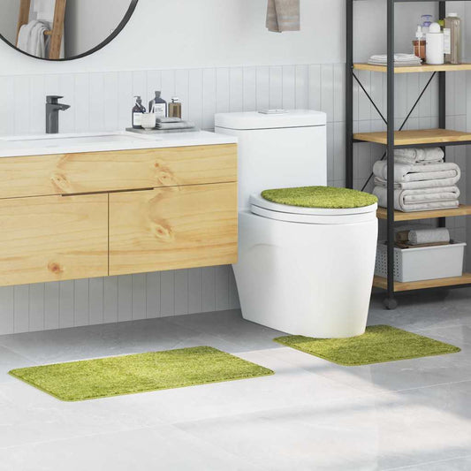 Anti-slip Bath Mat Set 3 pcs Green 50 x 50 cm PP