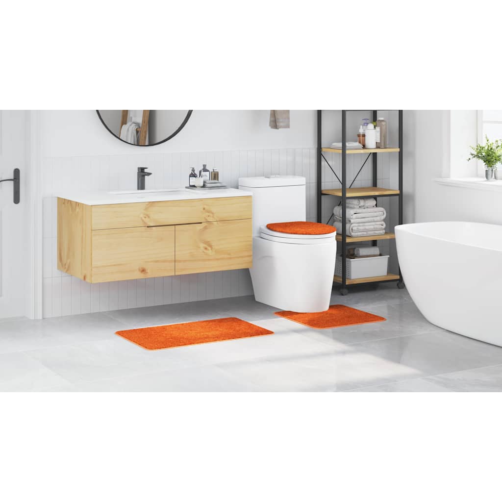 Anti-slip Bath Mat Set 3 pcs Orange 50 x 50 cm PP