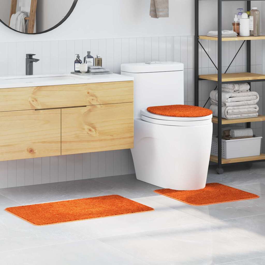 Anti-slip Bath Mat Set 3 pcs Orange 50 x 50 cm PP