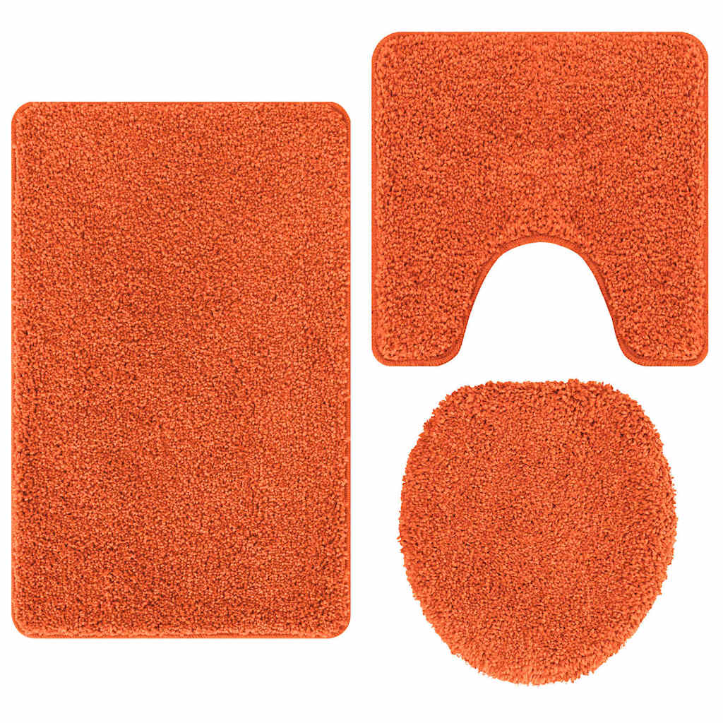 Anti-slip Bath Mat Set 3 pcs Orange 50 x 50 cm PP