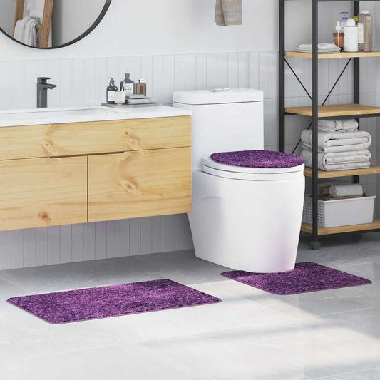 Anti-slip Bath Mat Set 3 pcs Purple 50 x 50 cm PP