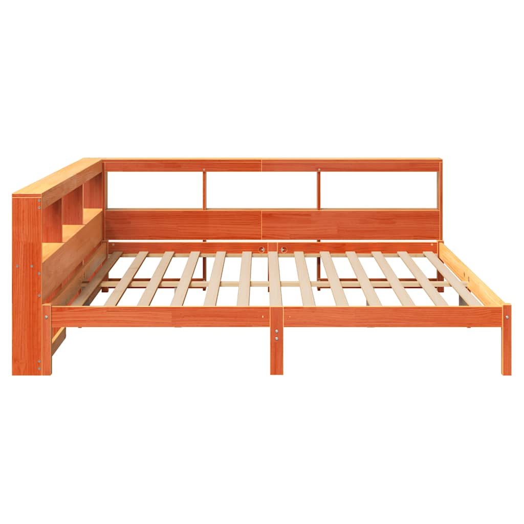 Bookcase Bed without Mattress Wax Brown 180x200 cm Solid Wood Pine