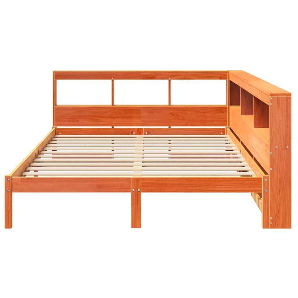 Bookcase Bed without Mattress Wax Brown 160x200 cm Solid Wood Pine