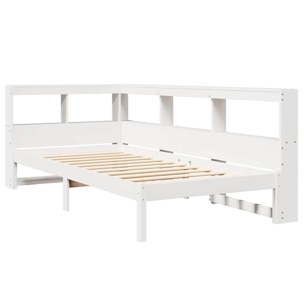 Bookcase Bed without Mattress White 100x200 cm Solid Wood Pine