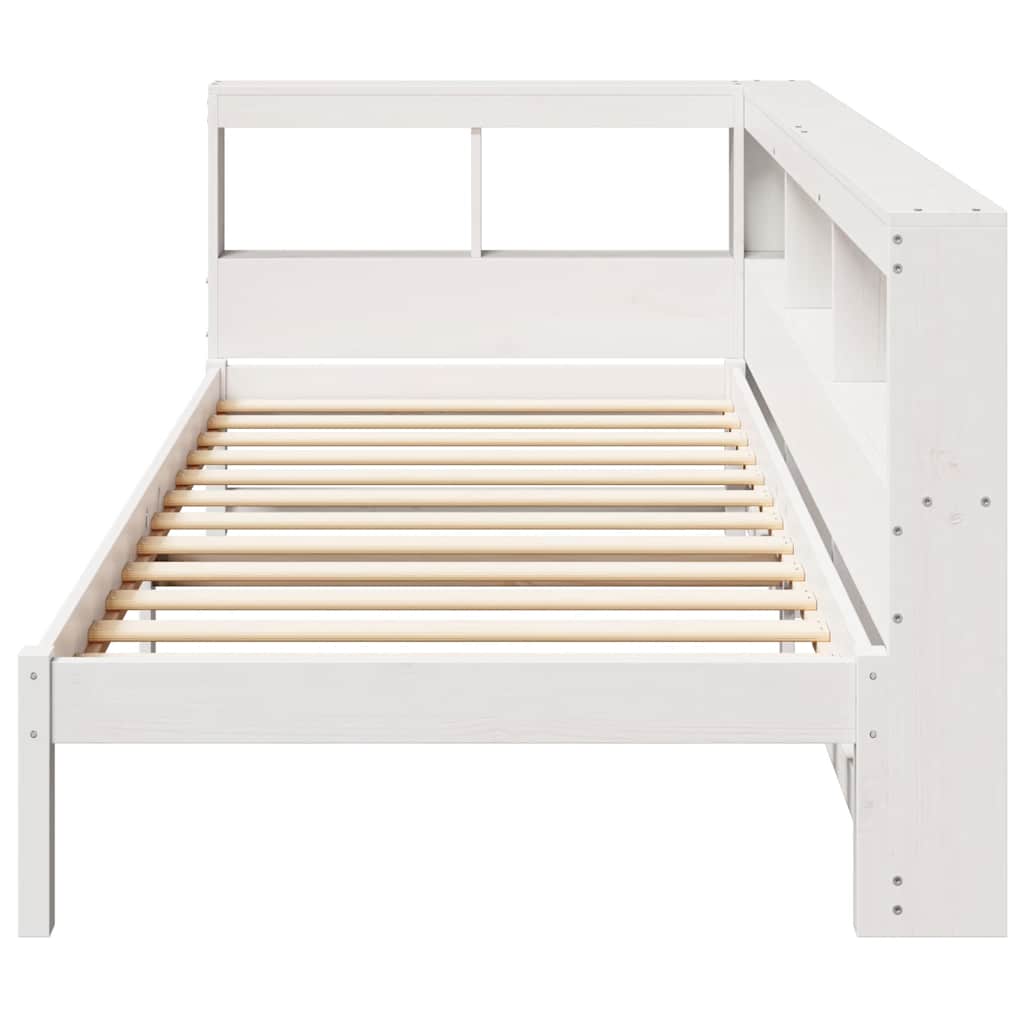 Bookcase Bed without Mattress White 100x200 cm Solid Wood Pine