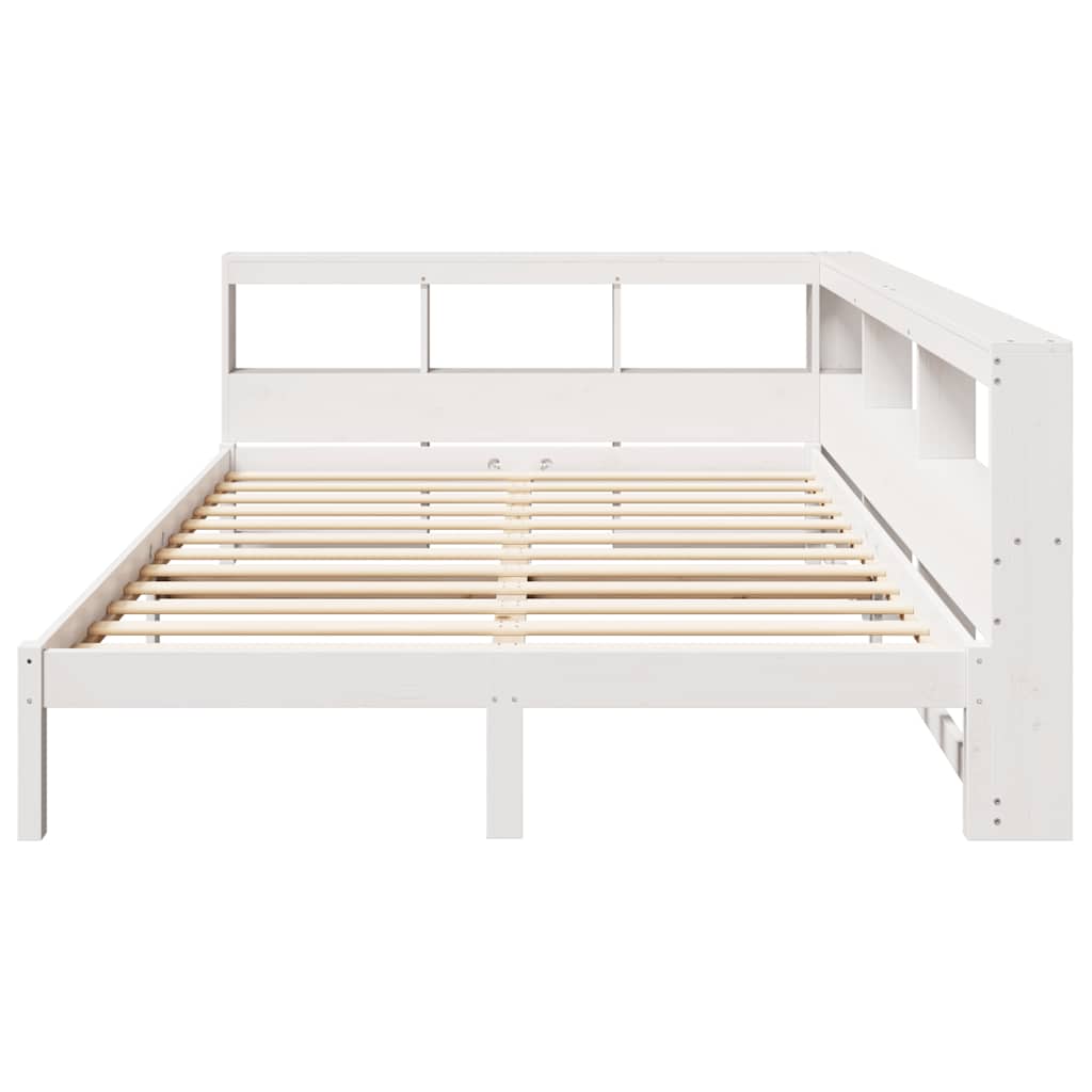 Bookcase Bed without Mattress White 140x190 cm Solid Wood Pine