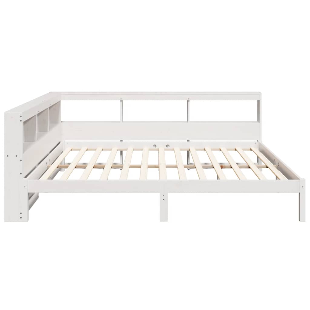 Bookcase Bed without Mattress White 140x190 cm Solid Wood Pine