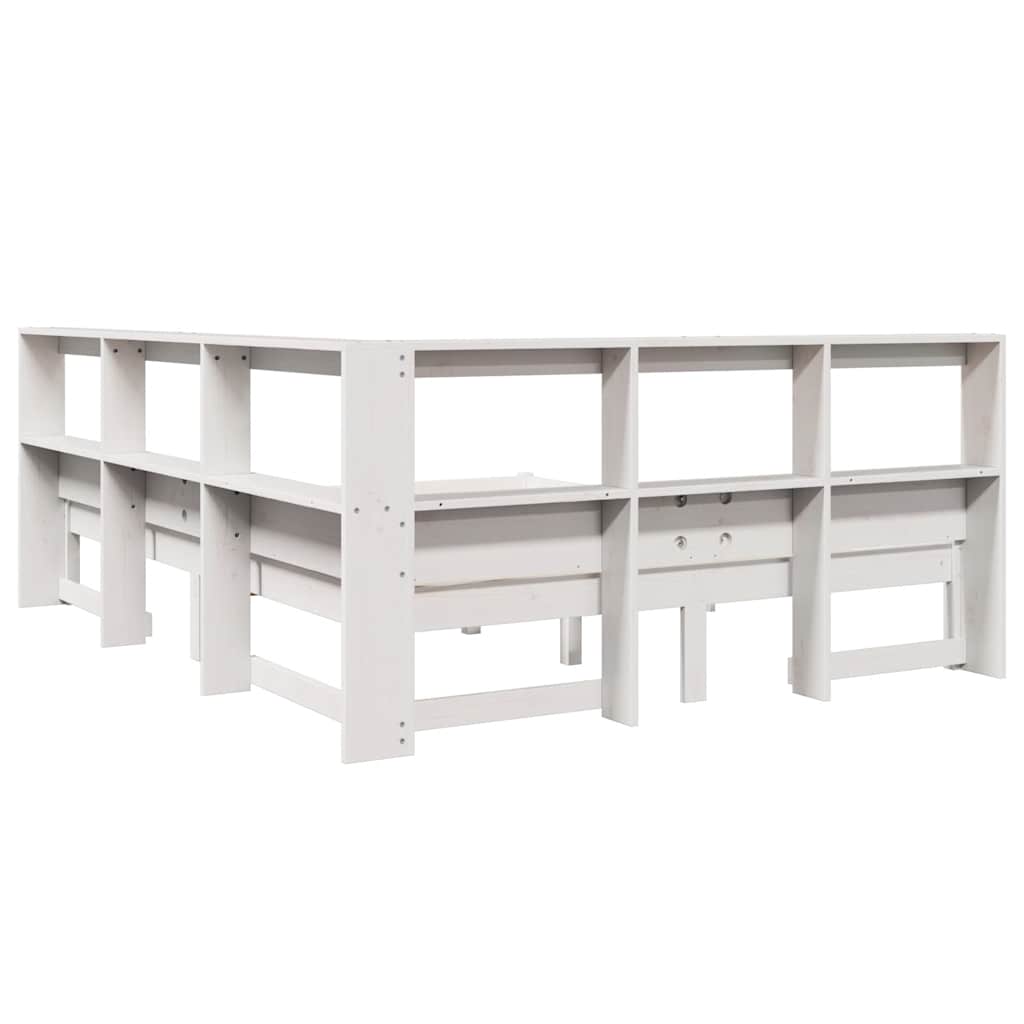 Bookcase Bed without Mattress White 140x190 cm Solid Wood Pine