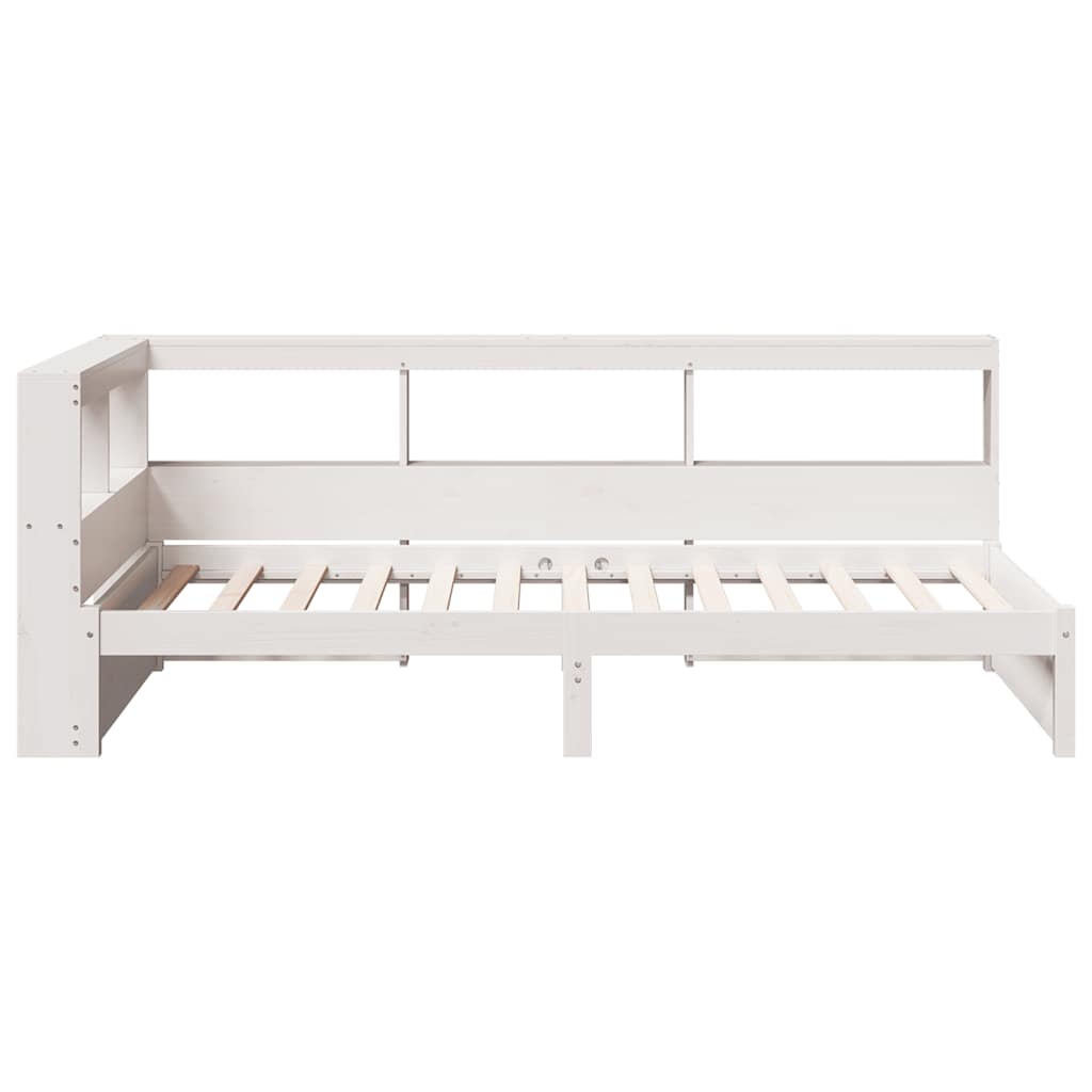 Bookcase Bed without Mattress White 100x200 cm Solid Wood Pine