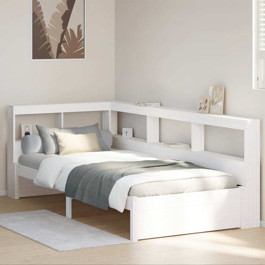 Bookcase Bed without Mattress White 100x200 cm Solid Wood Pine