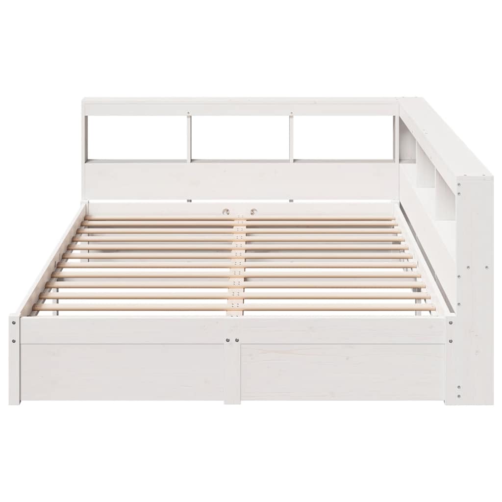 Bookcase Bed without Mattress White 140x190 cm Solid Wood Pine
