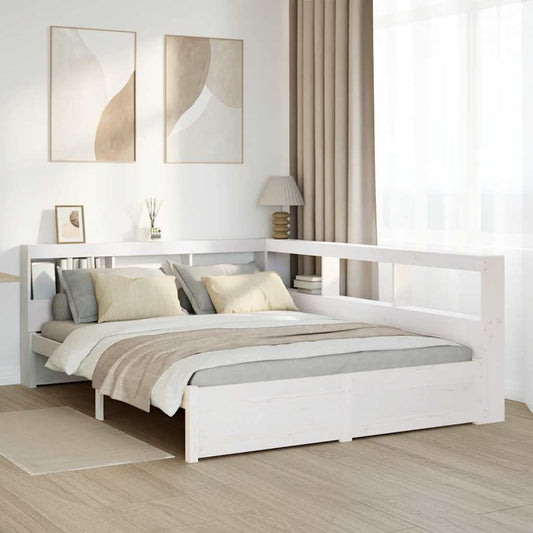 Bookcase Bed without Mattress White 140x190 cm Solid Wood Pine