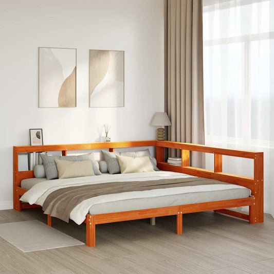 Bookcase Bed without Mattress Wax Brown 180x200 cm Solid Wood Pine