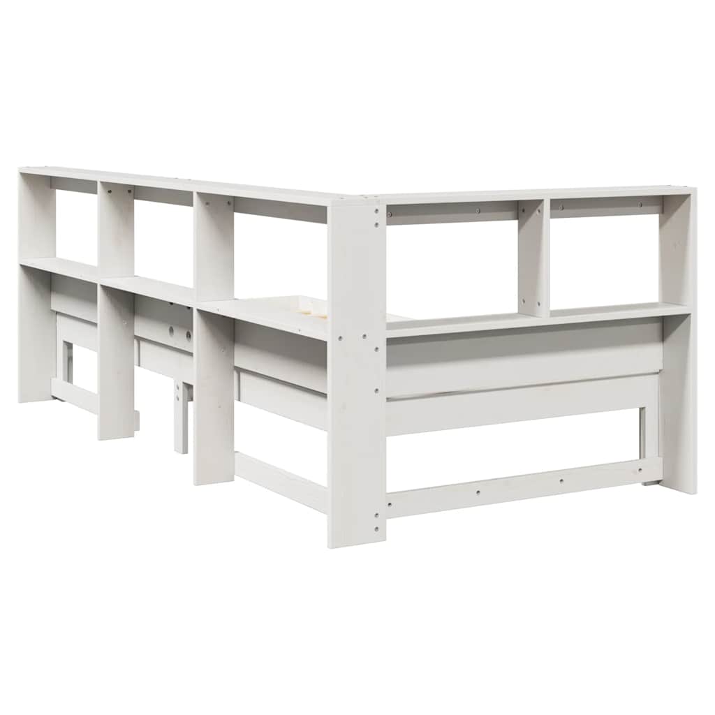 Bookcase Bed without Mattress White 100x200 cm Solid Wood Pine