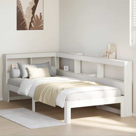 Bookcase Bed without Mattress White 100x200 cm Solid Wood Pine