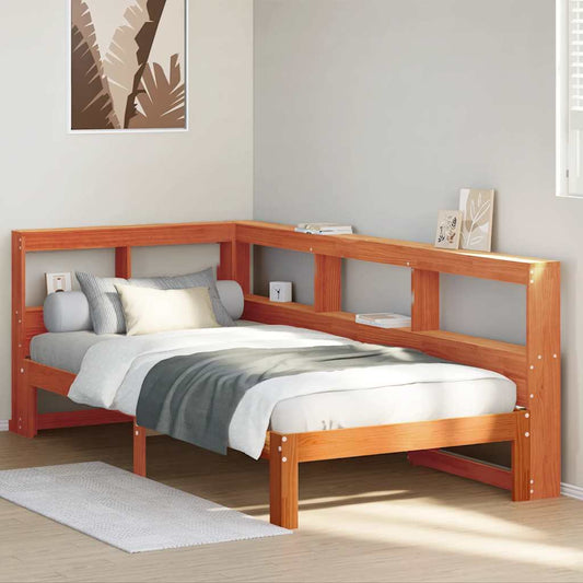 Bookcase Bed without Mattress Wax Brown 75x190 cm Solid Wood Pine