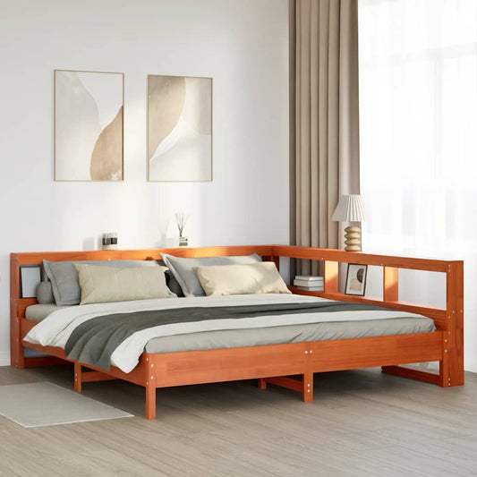 Bookcase Bed without Mattress Wax Brown 180x200 cm Solid Wood Pine