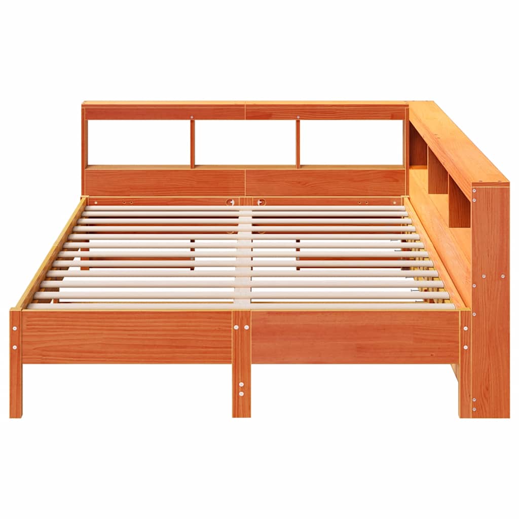 Bookcase Bed without Mattress Wax Brown 160x200 cm Solid Wood Pine