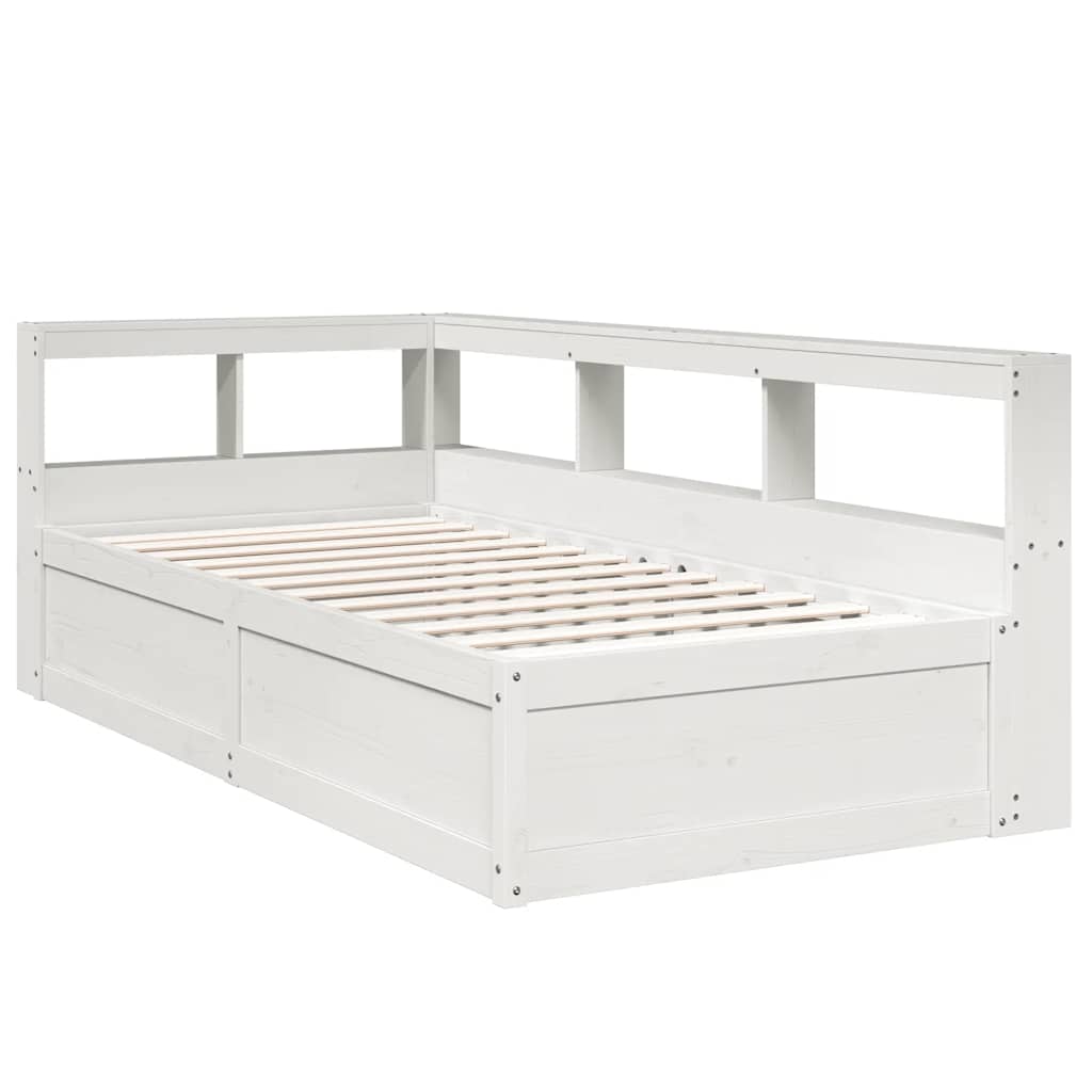 Bookcase Bed without Mattress White 100x200cm Solid Wood Pine