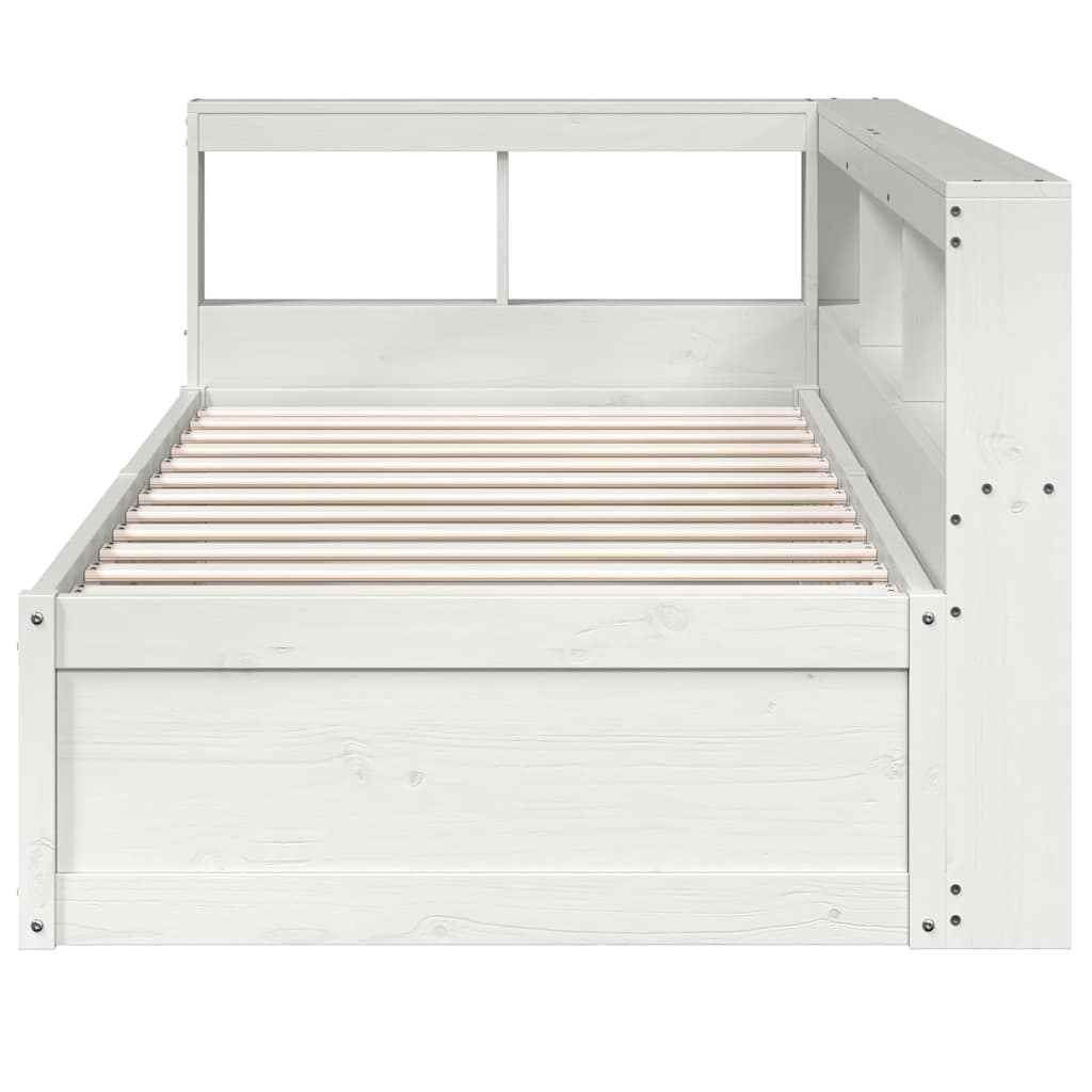 Bookcase Bed without Mattress White 100x200cm Solid Wood Pine
