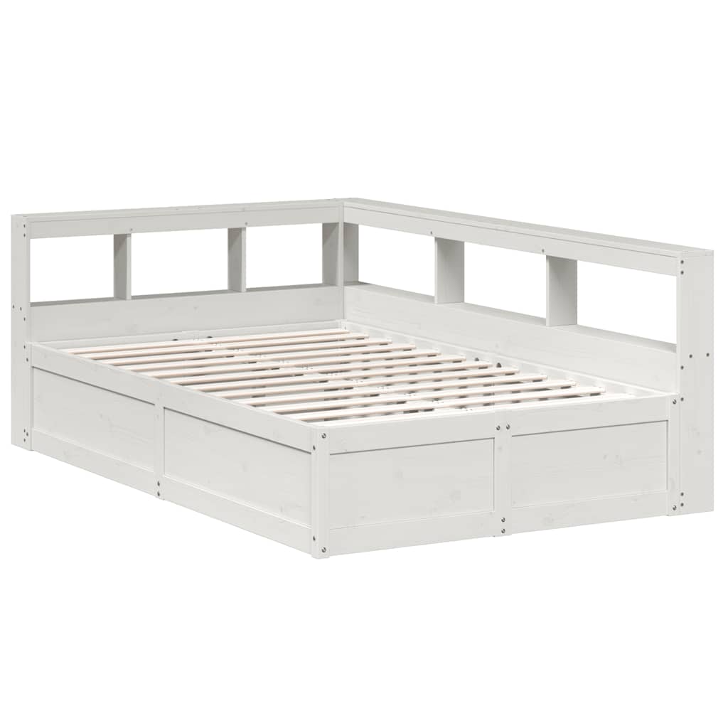 Bookcase Bed without Mattress White 140x190cm Solid Wood Pine