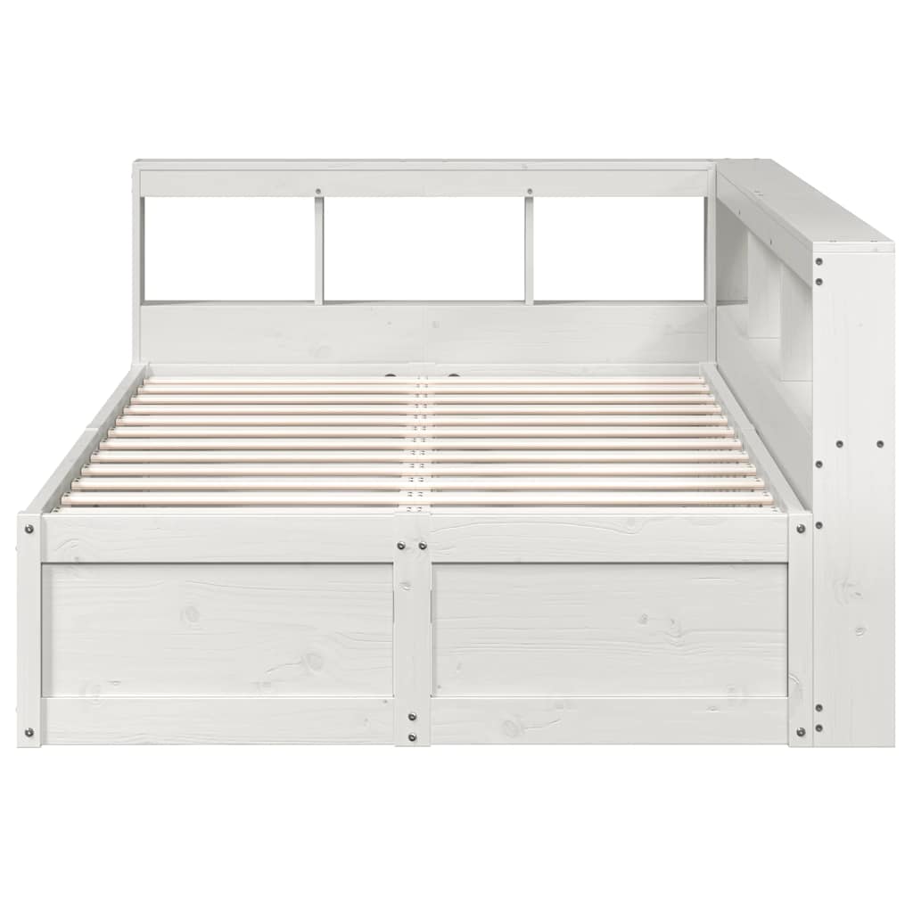 Bookcase Bed without Mattress White 140x190cm Solid Wood Pine