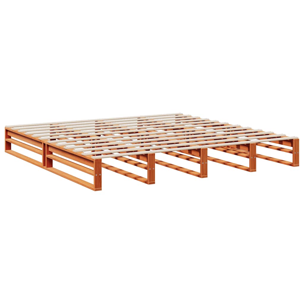 Bookcase Bed without Mattress Wax Brown 200x200cm Solid Wood Pine