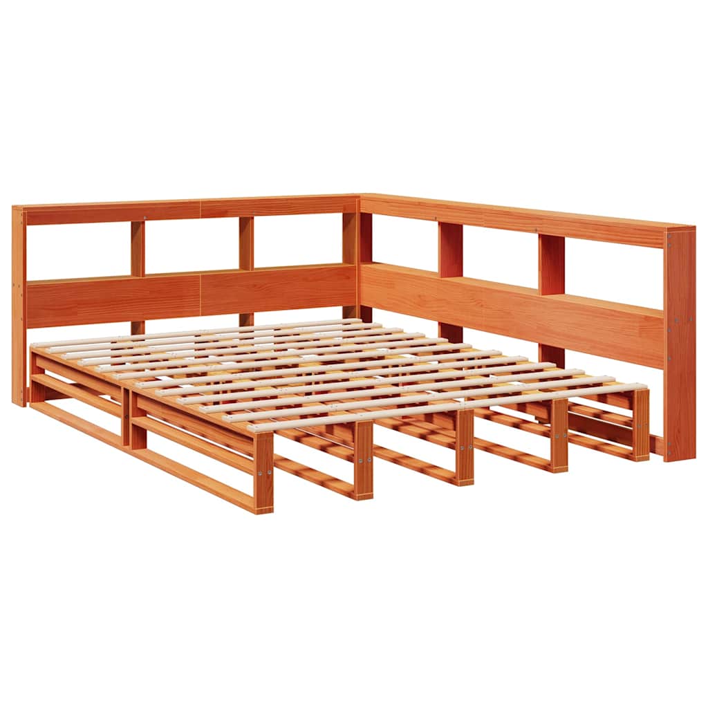 Bookcase Bed without Mattress Wax Brown 150x200cm Solid Wood Pine