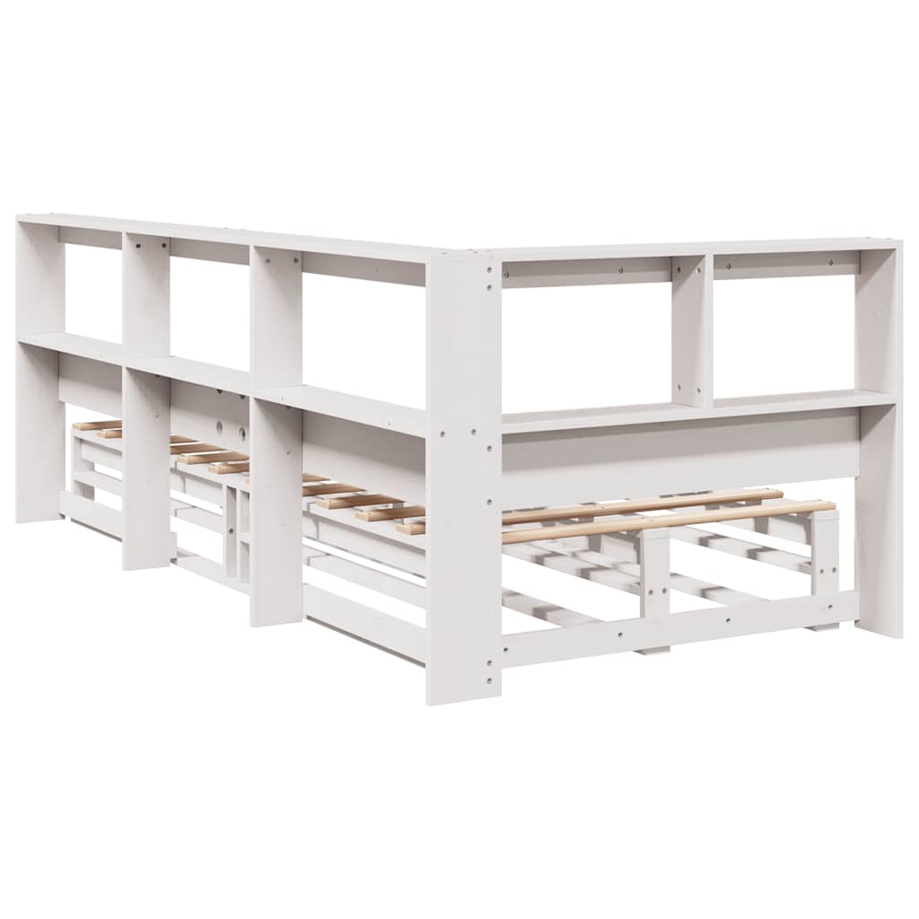 Bookcase Bed without Mattress White 100x200cm Solid Wood Pine