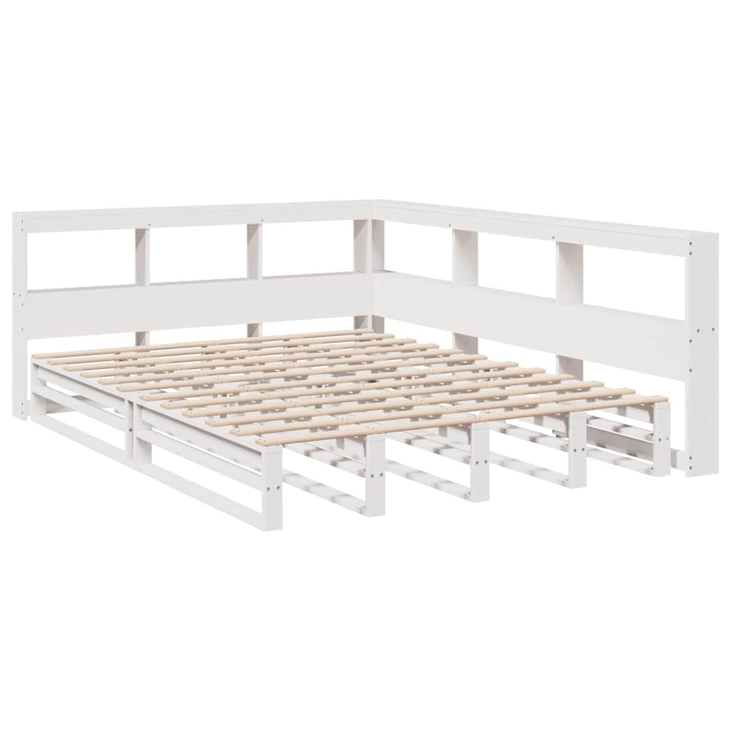 Bookcase Bed without Mattress White 140x190cm Solid Wood Pine