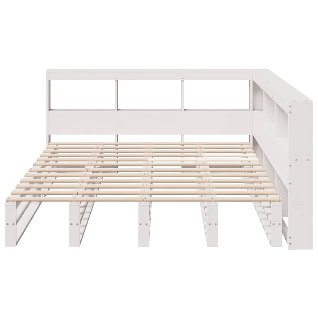 Bookcase Bed without Mattress White 140x190cm Solid Wood Pine